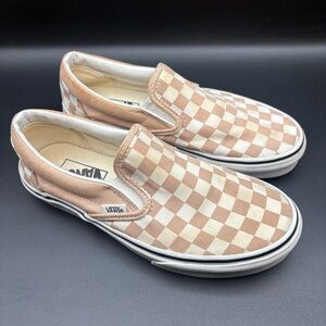 Vans Tan and White Classic Slip-On trainers, Men’s 6, Women’s 7.5